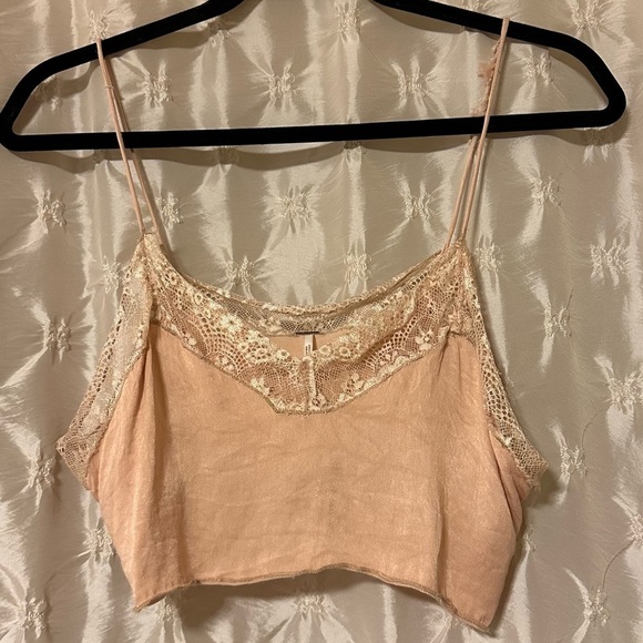 Free People Lace Cropped Camisole Brami Cami Bra Peach Pink - Picture 8 of 8